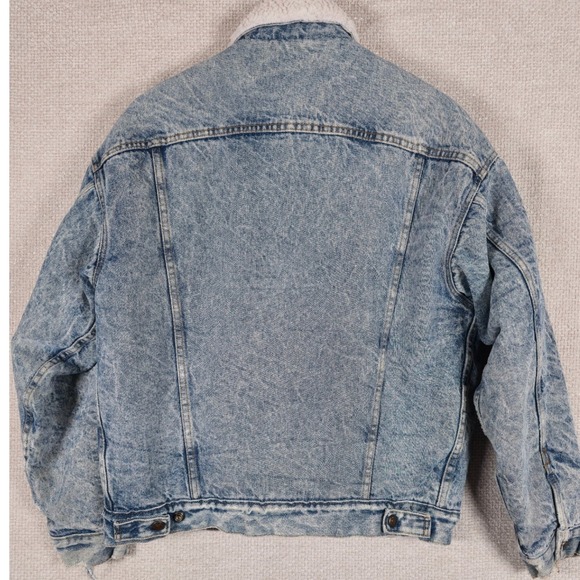 Vintage Levis 70609 0219 Sherpa Lined Denim Jacket Acid Wash Blue Made in USA M - Picture 11 of 16